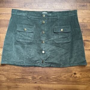 Unique Vintage 3x Skirt Green Corduroy Button Up Skirt Fall Plus Size Women's